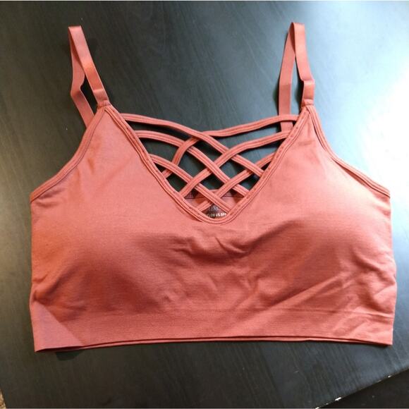 2X/3X Army Green Front V Lattice Bralette + bra padding adjustable straps Zenana - Picture 4 of 16